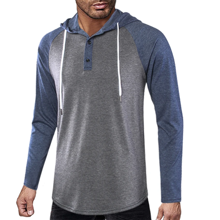 

SHOKOTANO Men's Long Sleeve Tee Shirt Henley Collar Stylish Streetwear With Hooded Hat Tshirt Men Swag Hip Hop T-Shirt Men Cloth