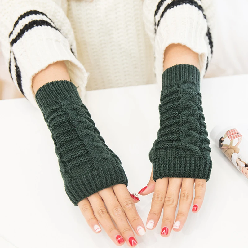 Новые Брендовые женские перчатки без пальцев длинные модные женские вязаные перчатки без пальцев зимние перчатки мягкие теплые варежки