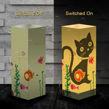 

Cartoon cat design Shadow LED night lights touch sensor warm white light creative gift for children boys girls bedroom decor