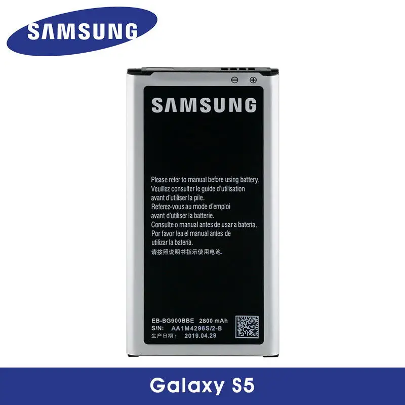 Оригинальный Samsung S5 Аккумулятор для Galaxy G900 G900S G900I G900F G900H 2800 мАч EB BG900BBE с NFC Сменный