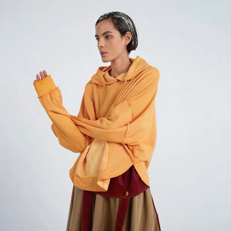 

2019 SS New Collection original design orange oversized long sleeve hoodies women