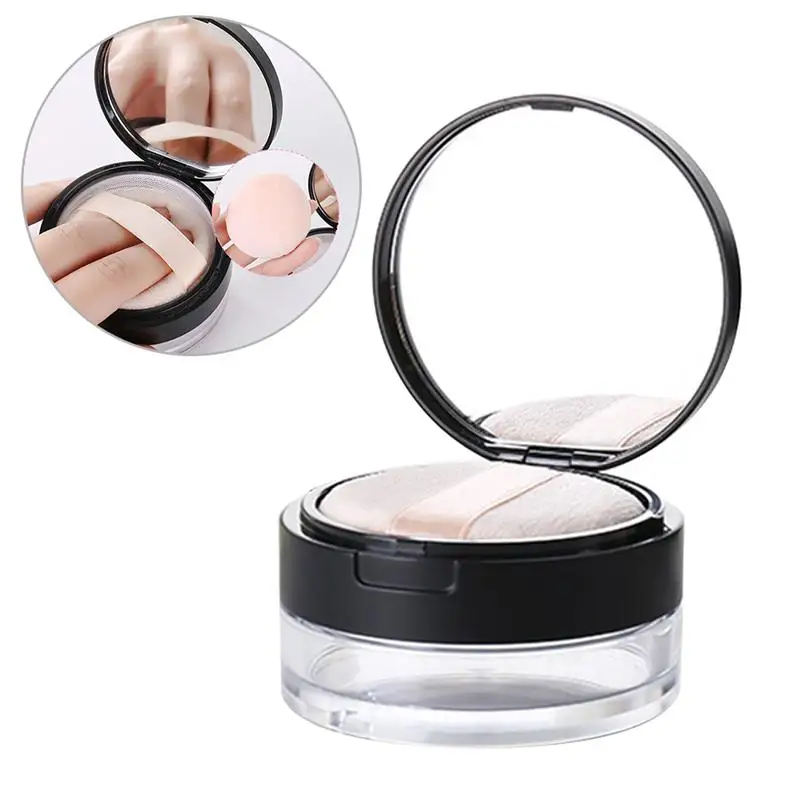 

Empty Powder Case Layers Anti Leakage Plastic Practical Makeup Powder Jar Makeup Powder Container with Powder Puff Mirror
