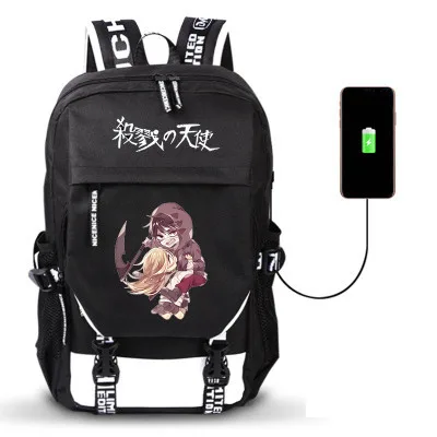 Angel of Death Anime USB Port Backpack Boy Girls Men Women Bag Travel School Bag Teenager Laptop Book Bag Mochila - Цвет: Style 18