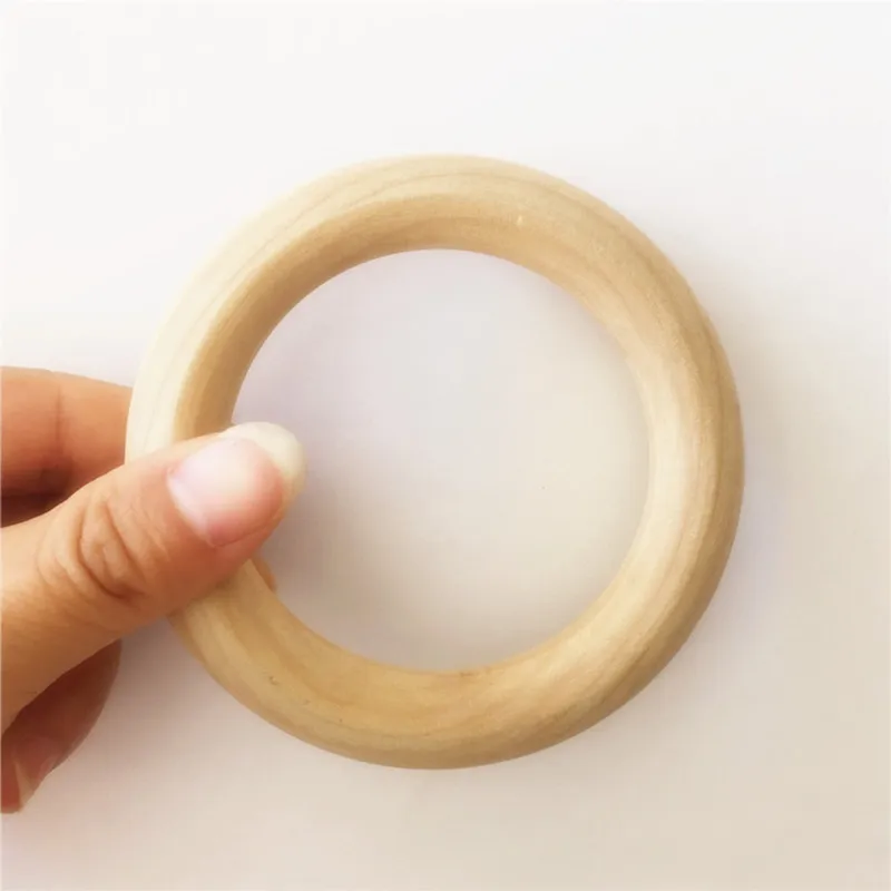 Chenkai 10pcs 100mm 4'' baby Wooden Teether Ring Nature Wooden Teething infant shower pacifier dummy chewing sensory 10cm toy