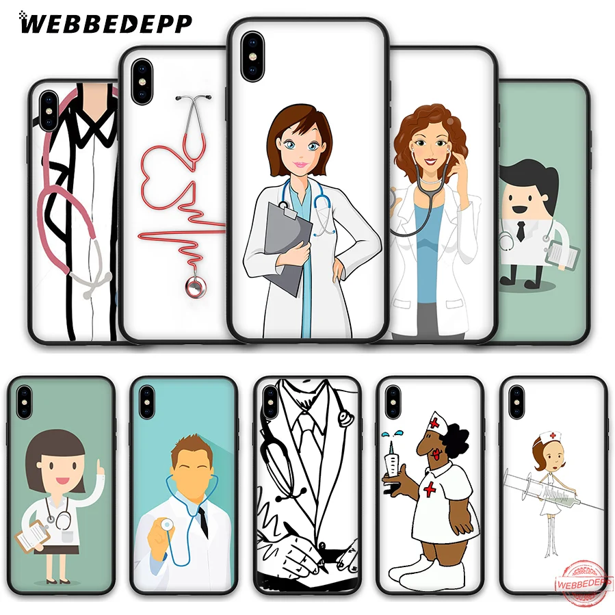 

WEBBEDEPP Doctor Medical Devices Stethoscope Soft Silicone TPU Phone Case for iPhone 5 5S SE 6 6S 7 8 Plus XR X XS Max