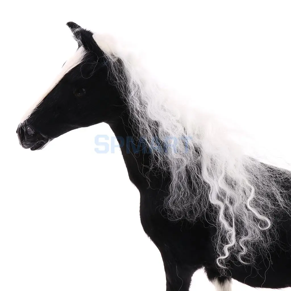 Lifelike Simulation Plush Stuffed Horse Animals Model Figure Plush Figures Soft Toy Home Decoration Black