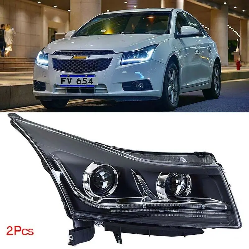

Dynamic Turn Signal LED Headlight DRLs Bi Xenon Projector Lens Fit For Chevrolet Cruze 2009-2013