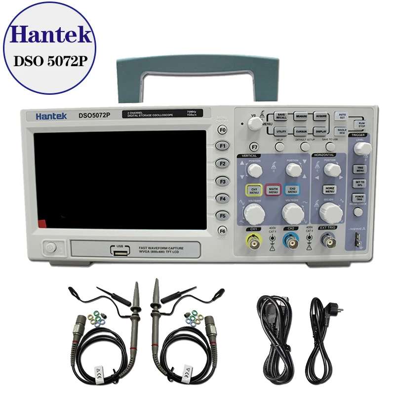 Цифровой осциллограф Hantek DSO5072P 70 МГц 2 канала 1GSa/s d Длина 24K USB|oscilloscope sale|usb hot water