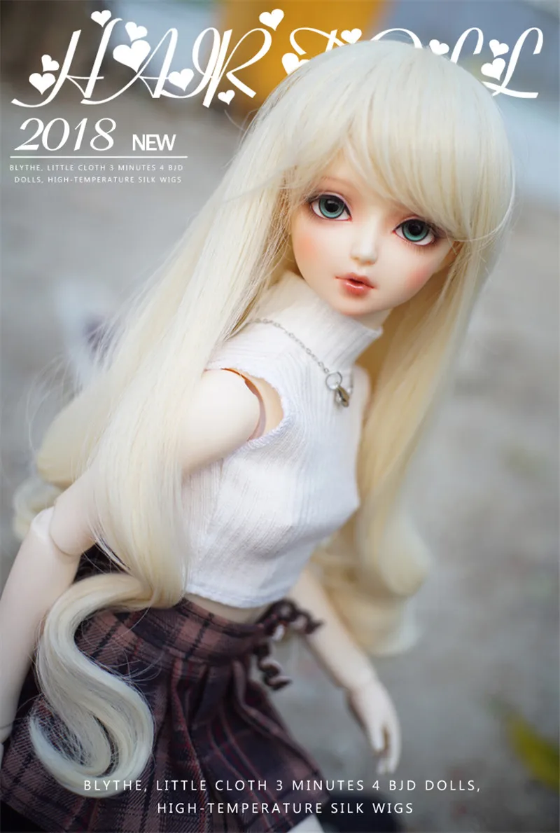 Bjd/sd 1/3 1/4 1/6 парик для куклы-ребенка светильник для волос золото длинные римские свободные волнистые волосы с челкой для парики для кукол аксессуары MUZIWIG