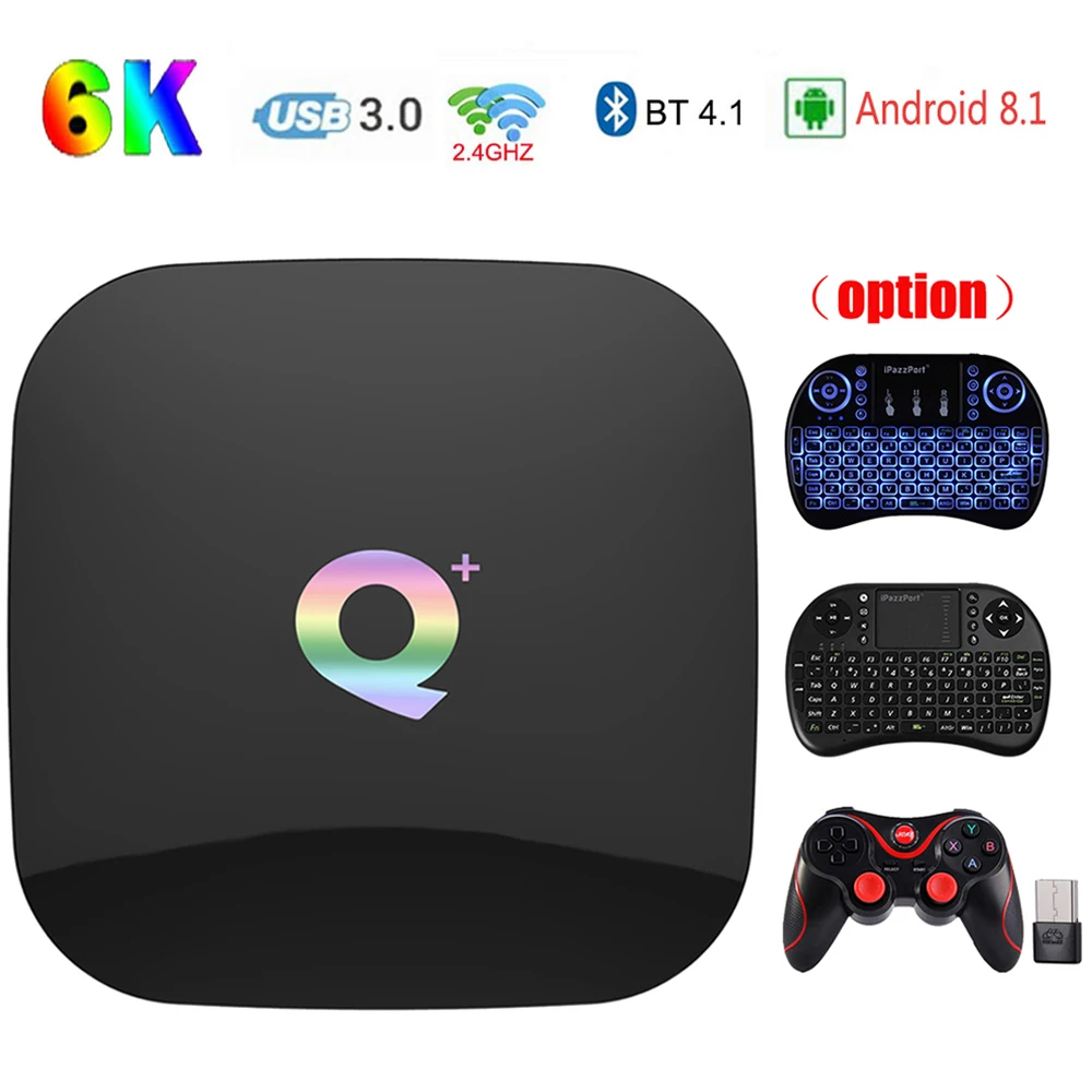 Q Plus Smart TV Box Android 8 1 Allwinner H6 телевизионная коробка с Bluetooth 4 Гб ОЗУ 32 ГБ/64 ПЗУ 64 бит