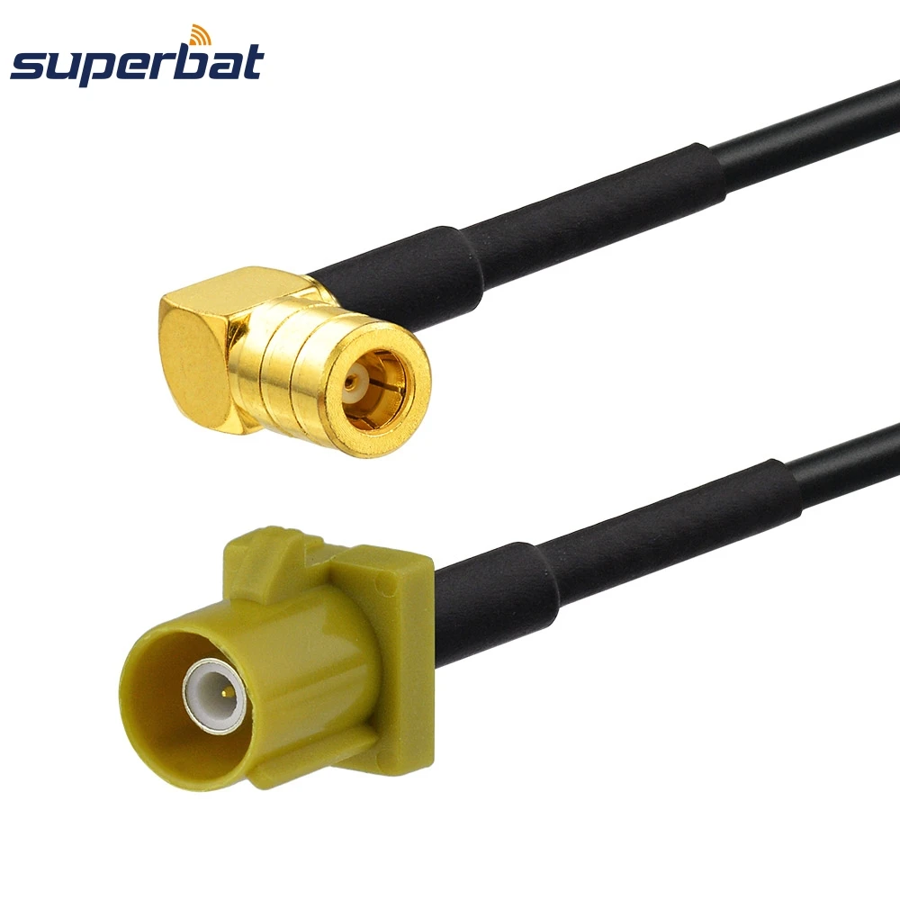 Supebat FAKRA K Male Plug Straight to SMB Plug Right Angle Connector