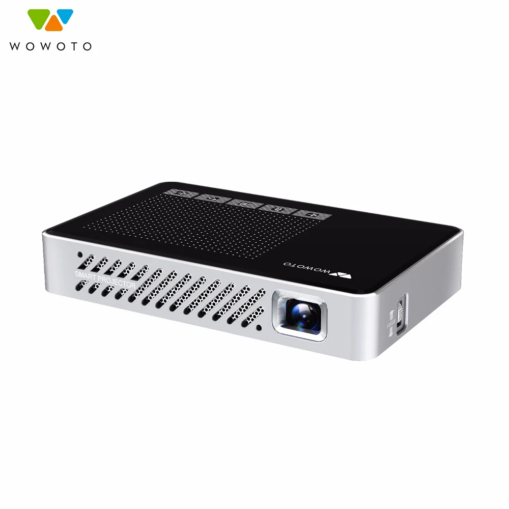 WOWOTO Home Mini pico projector 854*480 Resolution Wi-Fi Bluetooth LED Portable HD Beamer for Home Cinema Manual focus Optional