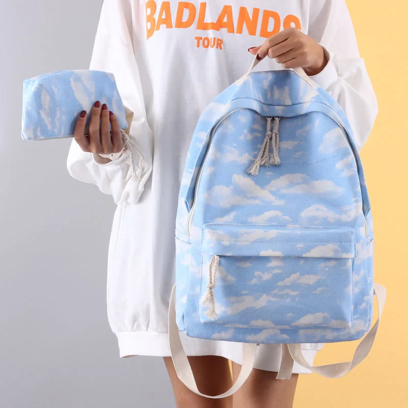 

Cute Printing Canvas Backpack Japanese Mori Girl Backpacks For Teenage Girls Schoolbag Harajuku Korean Casual Rucksack Mochilas