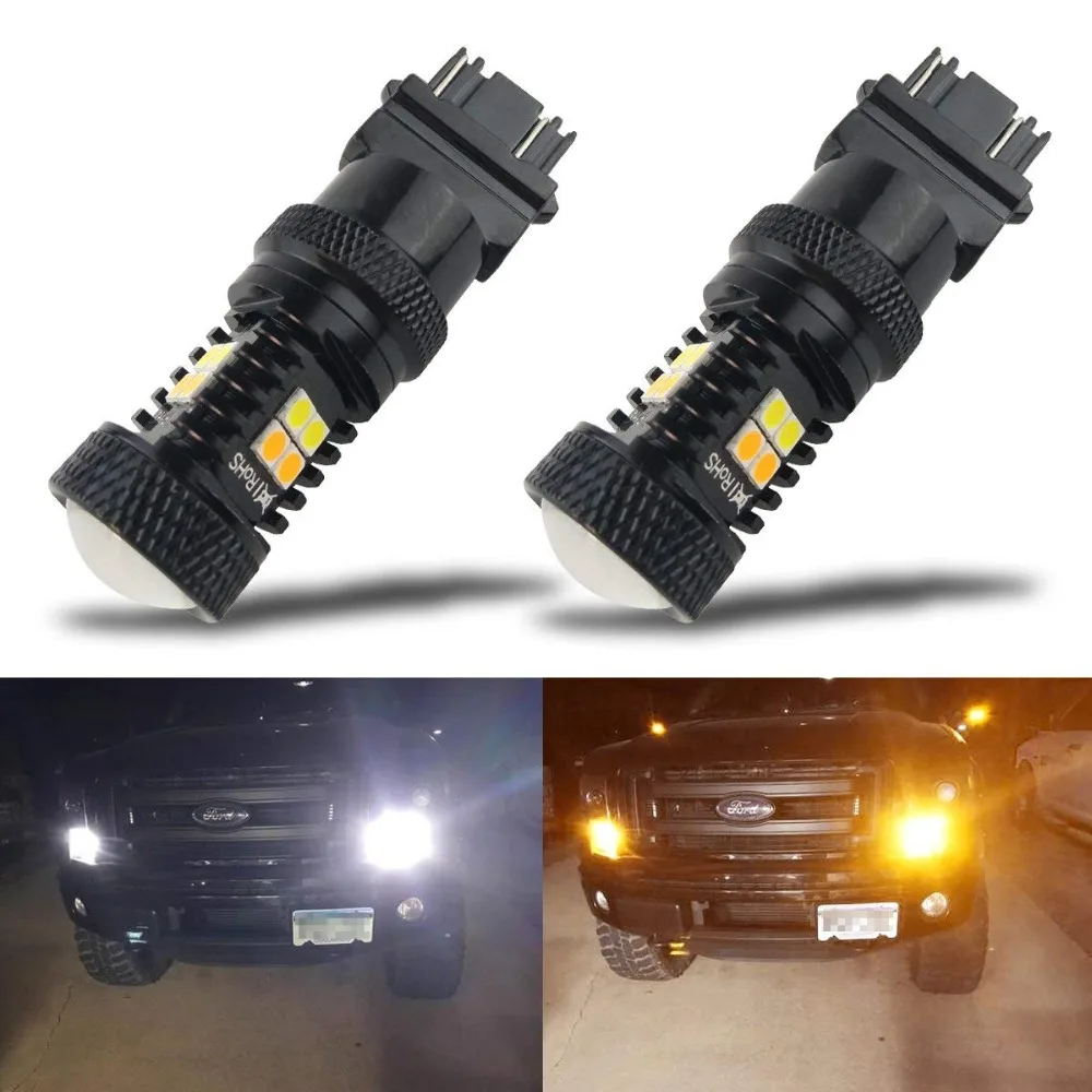 

LM 2 pcs White amber double color 1157 P21/5W Bay15d S25 T20 7443 T25 3157 16pcs 3030SMD LED Brake Light Bulbs