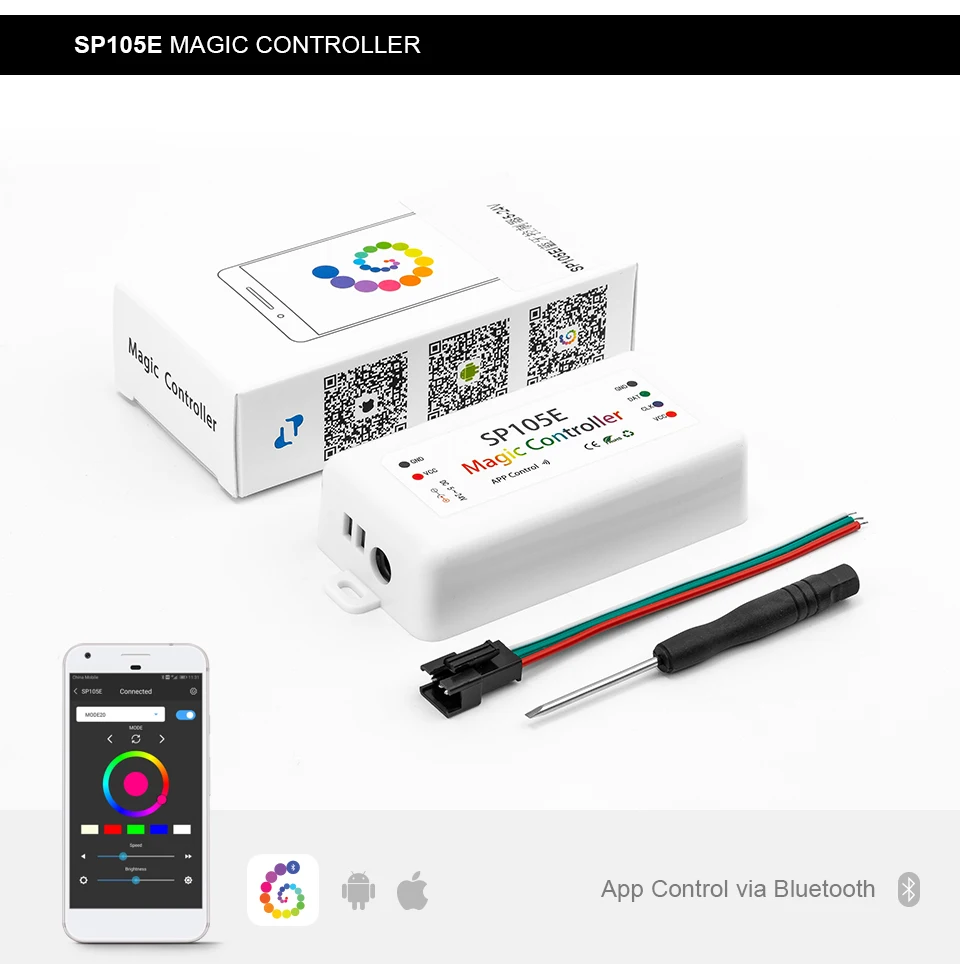 SP110E Bluetooth WS2811 WS2812B SK6812 RGB/RGBW светодиодный музыкальный контроллер SP107E APA102 SP105E WS2801 пикселей светодиодные полосы светодиодов DC5V-24V