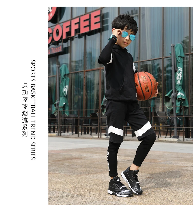 Новинка осени, стильные двухцветные баскетбольные кроссовки для детей, уличные кроссовки для мальчиков и девочек, детские спортивные кроссовки для бега