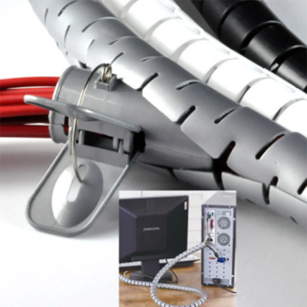 

Newly 1.5M 22mm Flexible Spiral Tube Finishing Cable Computer Cable Protector Wire Tube Storage Device