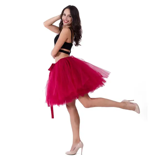 Women's Power Puff Tutu Tulle Skirt 50cm Midi Length Skater Skirt Party