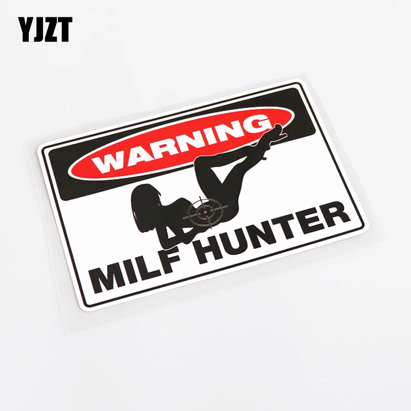 

YJZT 13.7CM*9CM Fashion Reflective WARNING MILF HUNTER Car Sticker Decal PVC 13-0362