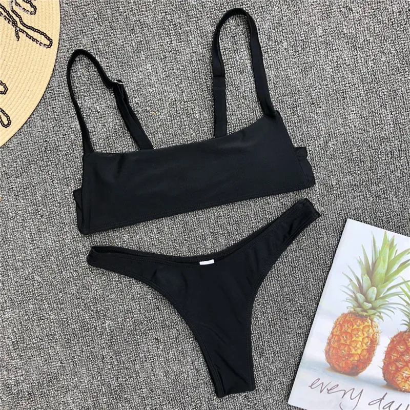 Bikini 2018 Women Swimsuit Maillot De Bain Femme Sexy Solid Color Strap Bikini Set Swimming Suit For Women Swim Suit