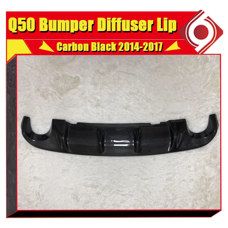For Infiniti Q50 Rear Bumper Lip Spoiler Diffuser Q50 Q50S Add on Car Styling Black Carbon Fiber Bumper Diffuser Lip