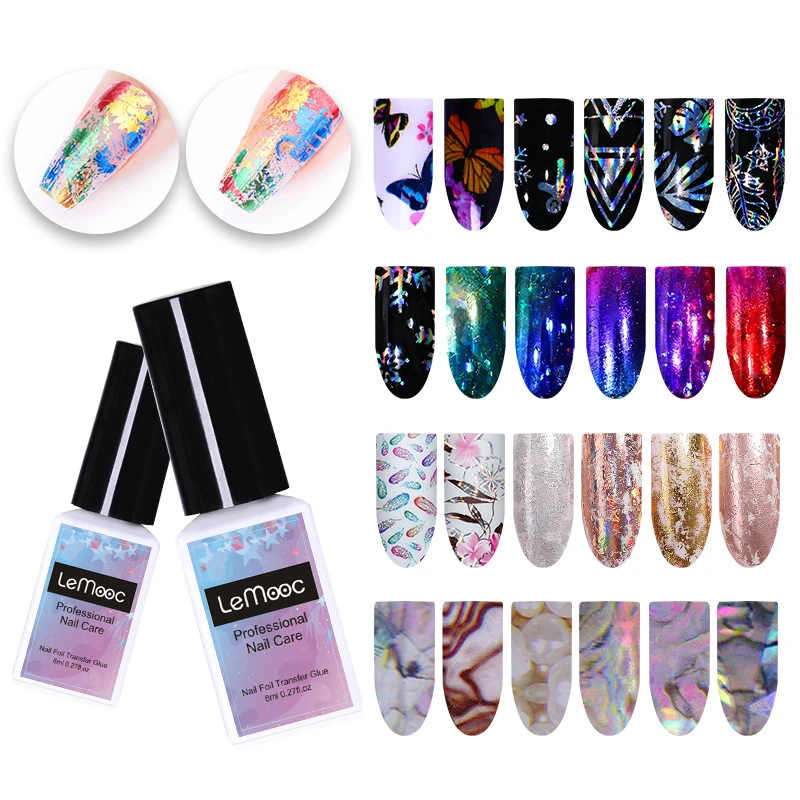 

LEMOOC 8ml Nail Foil Transfer Glue for Adhesive Sticker Natural Fast Dry White Decals Decoration Tools Nail Art Gel Varnish