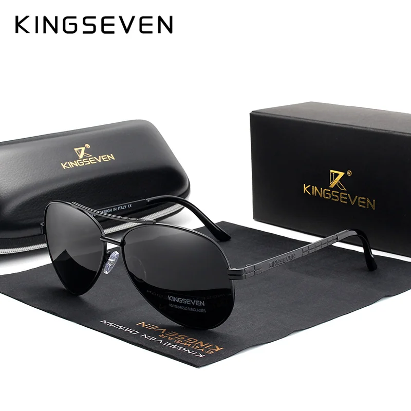 Vente Kingseven lunettes de soleil HD, hommes, lunettes de soleil pour hommes polarisées en haute définition avec monture en alliage d aviation, tout nouveau design et protection UV400, 2019