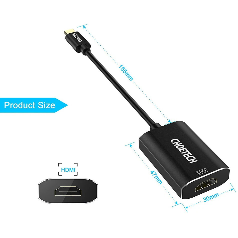 CHOETECH USB C к HDMI 4K @ 60Hz Type Thunderbolt 3 совместимый адаптер для Galaxy S9/S9 Plus 2017/2016 MacBook Pro| |