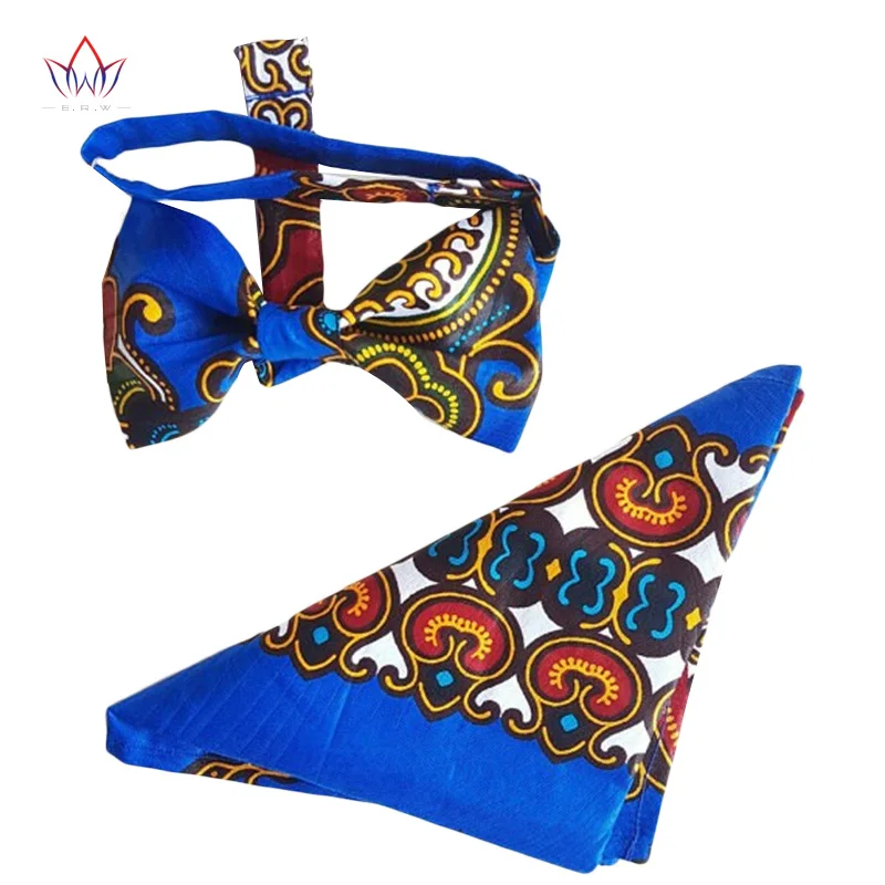 

BRW African Wax Print Fabric Bow Tie and Handkerchief Ankara Handmade Suit Accessories African Bownot Chokers Necklace WYX03