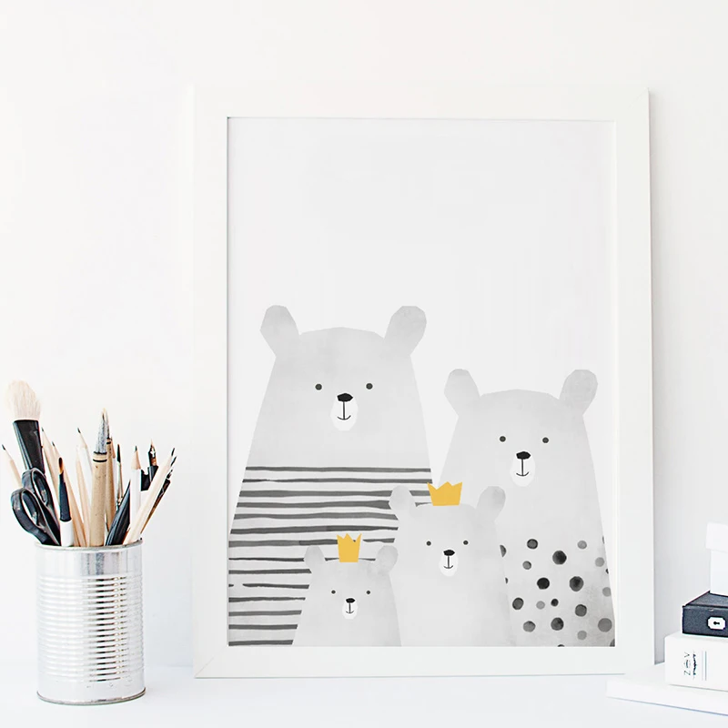 Family-of-Bears-a-Nordic-decorative-painting-canvas-children-bedroom-creative-murals-cartoon-painting-gift-No (1)