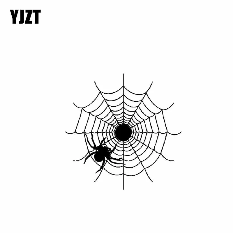 YJZT 14.6CM*14.6CM Hollowed Out Spider And Cobweb Cool Vinyl Decal Car Sticker Delicate Black/Silver C19-0706 |