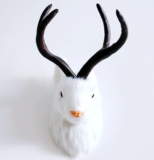 

free shipping rabbit head with horn unique store home decoration giftware
