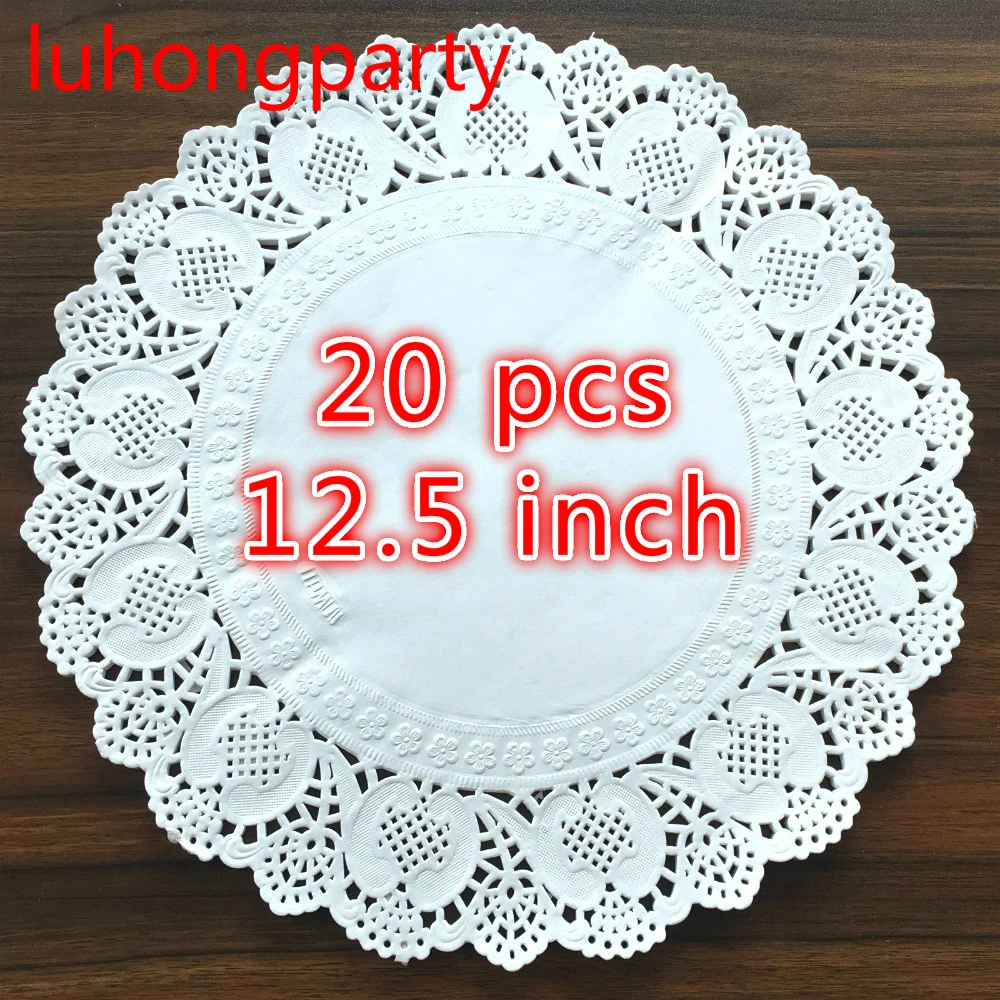 

PD026 50Pcs 12.5" Cute Round Lace Paper Doilies Craft Cake Wedding Party Decoration New White Paper pads Paper mats