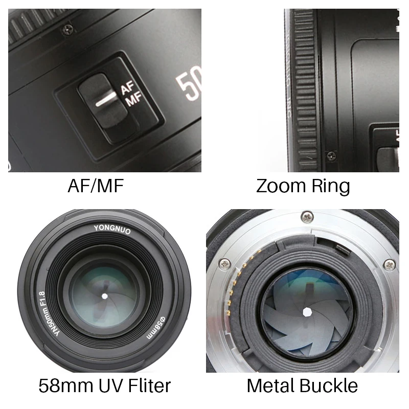 YONGNUO YN50MM F1.8 объектив камеры для Nikon D800 D5100 D5200 D5300 Большая диафрагма AF MF DSLR Sony ZV 1 RX100