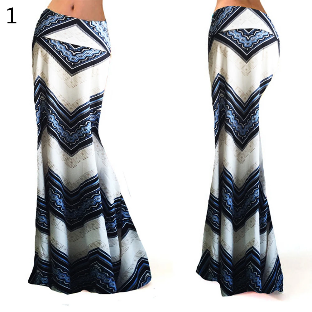 

New Women's Skirts Fashion Floor-length Maxi Skirt Stretch Floral Bodycon Beach Skirt Mermaid Striped Harajuke Vintage Skirts