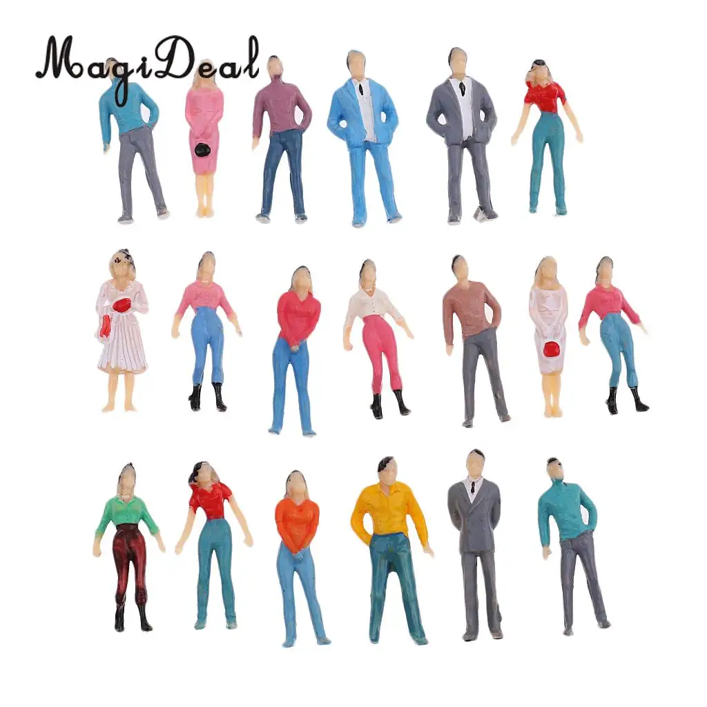 MagiDeal 1Set 1/50 Scale Train Railway Park Street Building Passenger People Figures Model HO Painted for Layout Landscape Scene