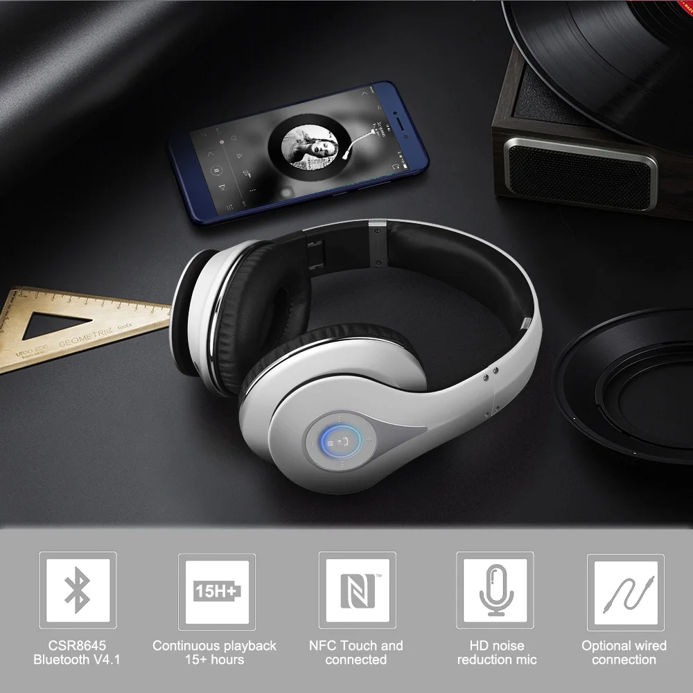 August EP640 беспроводные Bluetooth наушники с микрофоном NFC aptX для смартфона компьютера ТВ