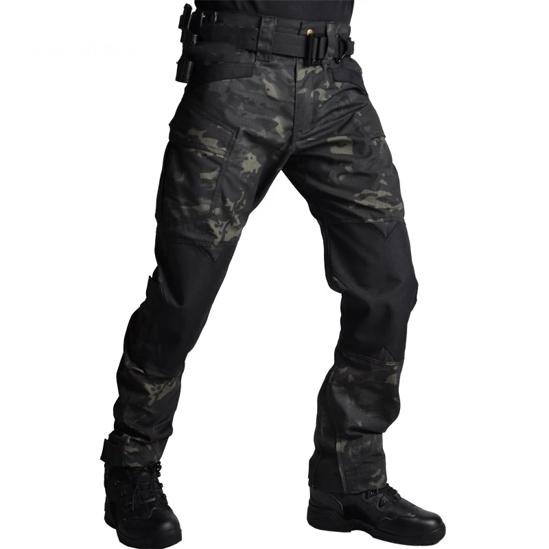 Black camouflage Camo Ninja, летние женские водонепроницаемые хлопковые брюки, мужские рабочие повседневные брюки, мужские армейские военные брюки, мужские тактические брюки-карго - Цвет: Black camouflage