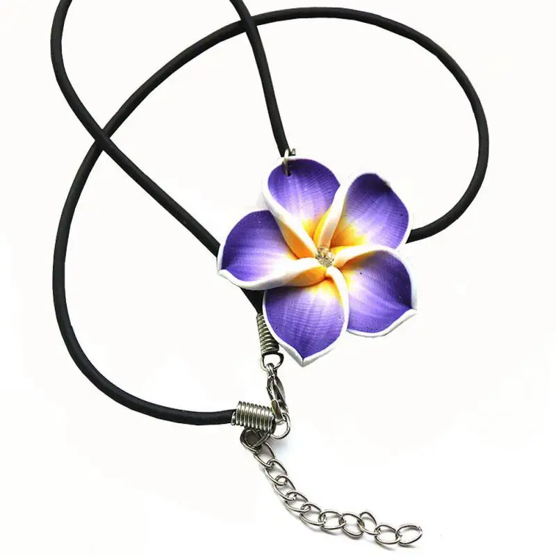 Новая мода Гавайи Плюмерия цветы Ювелирные наборы Fimo Полимерная глина серьги ожерелье кулон