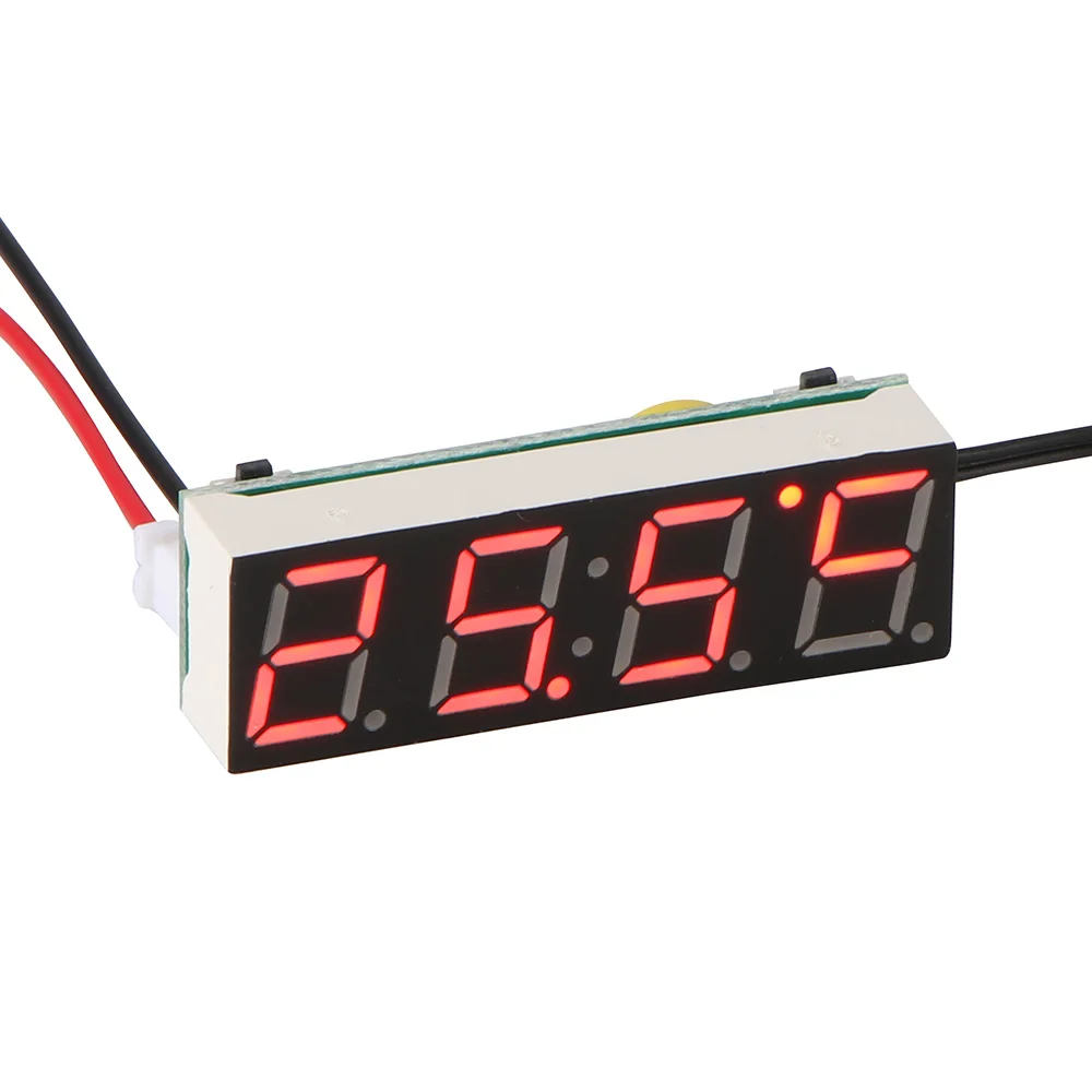 AOZBZ автомобильные электрические часы цифровой таймер температурные часы термометр Вольтметр цифровые часы зеленый синий красный светодиодный дисплей - Цвет: Красный