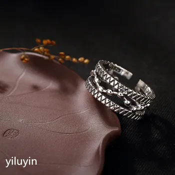 

KJJEAXCMY boutique jewelryar S925 Sterling Silver Korean version retro simple Beidou star lady's opening ring Thai silver ring