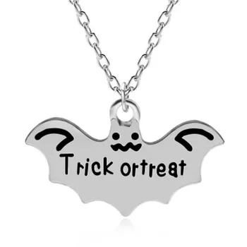 

European and American fashion letters Trick ortreat bat pendant necklace personality boys wild ornaments women's jewelry