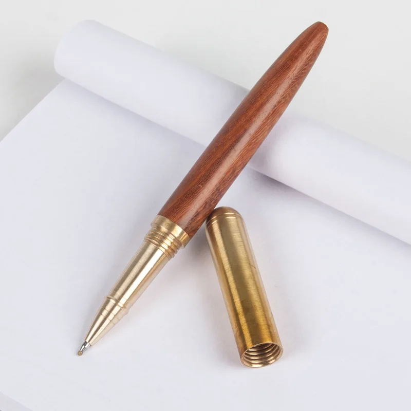 

Luxury Rose wood metal Ballpoint Pen Brass Caneta Copper Ballpen Writing Pen refill Office Stationery roller ball pen Gift box