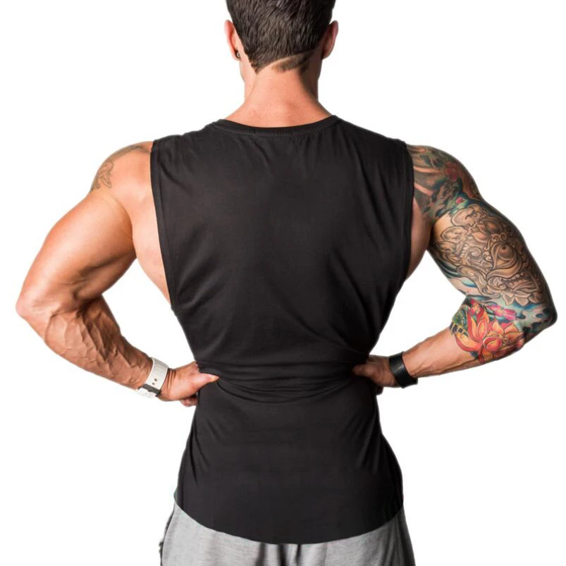 Бренд Muscleguys, хлопковый жилет, одежда для фитнеса или бодибилдинга, для мужчин, для спортзала, Стрингер, хлопок, для тренировок, без рукавов, рубашка, мужские майки