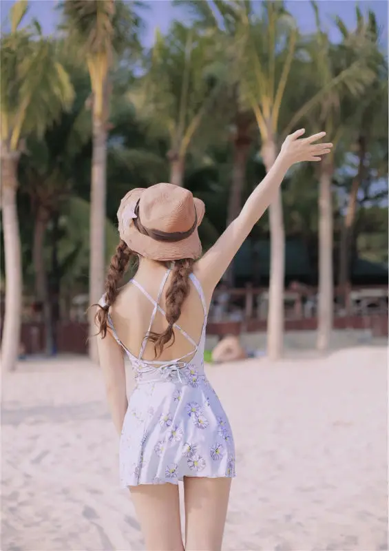 The Latest Fashion Style Kawaii Girl One Piece Swimsuit Hollow Out Flowers Printed Sexy Beach Wear Bodycon Slim Women Swimwear10