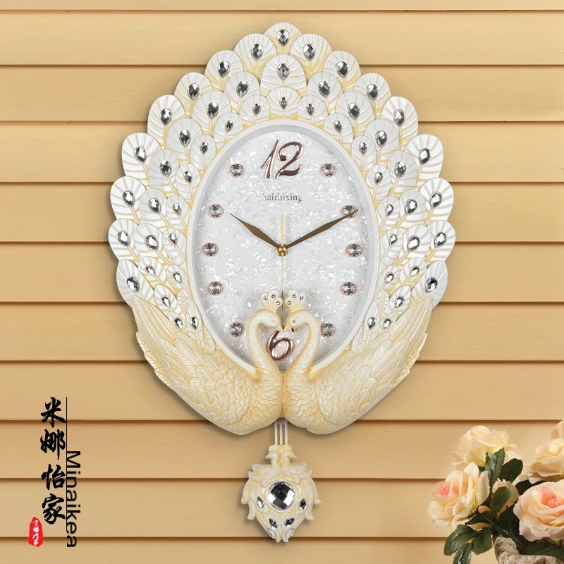 Retro peacock Wall Clocks A-37X56cm  