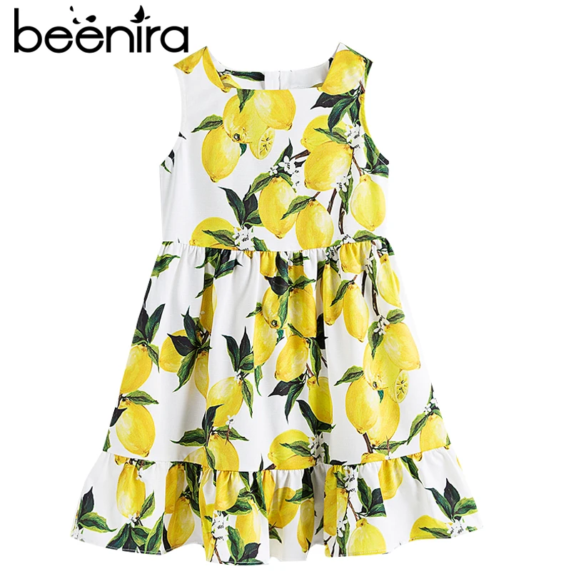 

Beenira Girls Summer Dress 2020 European And American New Style Children Fruits Pattern Sleeveless Dresses 4- 14Years Kids Dress