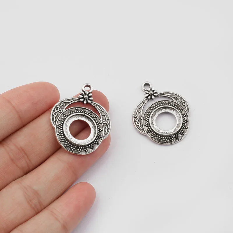 10 argent antique 25 mm Cabochon Connecteur Plateau paramètres pour fabrication de bijoux