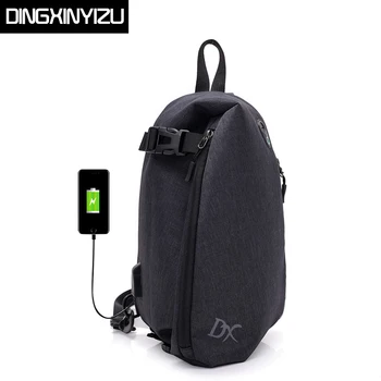 

DINGXINYIZU 2018 New Anti-theft Chest Bags Casual Men Crossbody Bag Large Capacity USB Charge Travel Male Shoulder Messenger Bag
