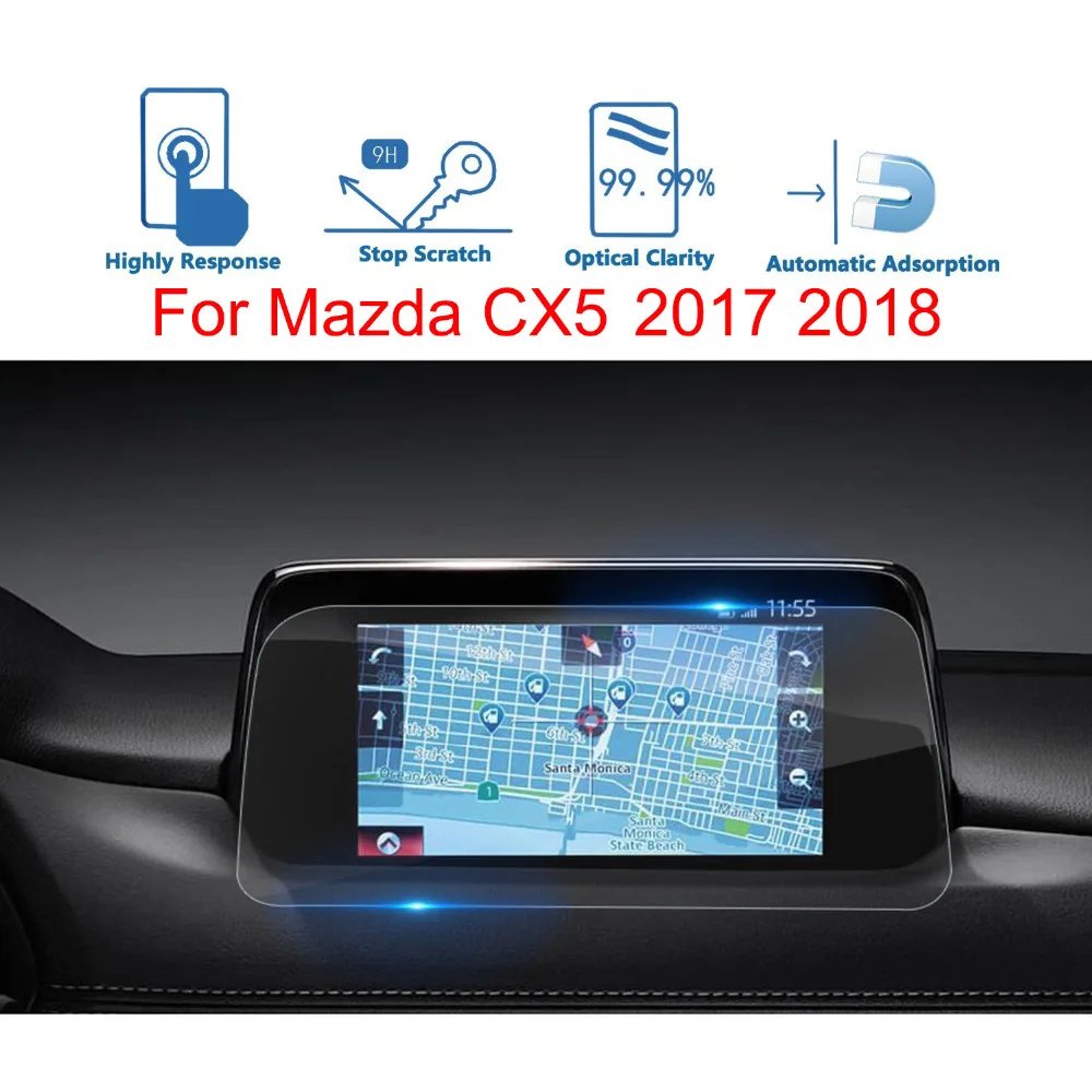 

KEMiMOTO for Mazda CX-5 CX5 2017 2018 Steel Screen Protective Film Car GPS Navigation Tempered Glass Screen Protector Stick